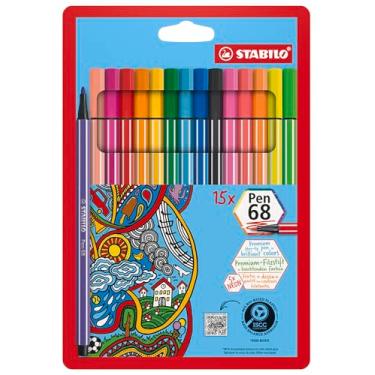 Imagem de STABILO 68 canetas neon Fineliner da carteira, multicoloridas, conjunto com 15