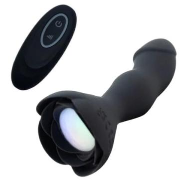 Imagem de Plug Anal Silicone Em Formato De Pênis Com Led 10 Modos De Vibração Brinquedo Erótico Sensações Intensas PL168