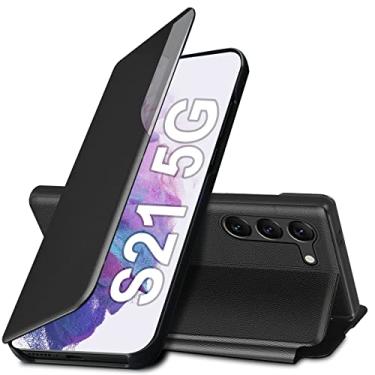 Imagem de Capa flip para Galaxy S21 para Samsung Galaxy S21 5G, capa de couro slim fit transparente para Samsung S21 capa de telefone com suporte, resistente, resistente à prova de choque (16,2 polegadas, 2024