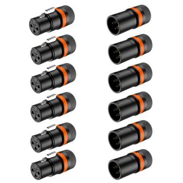 Imagem de Kit conector roxtone xlr femea macho rotativo lx3 6 pares