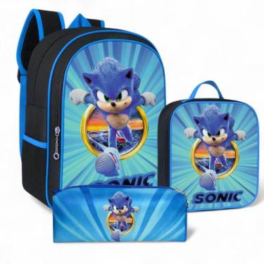 Imagem de Mochila Infantil Escolar Meninos Masculino Criança Bolsa + Estojo Gran