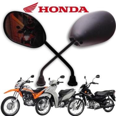 Imagem de Retrovisor Honda Biz 125 Bros 160 Titan Cb Par Espelho Moto Lente Plan