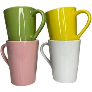 Imagem de Conjunto Com 4 Canecas Tulipas Cónicas Porcelana Colorida 220 Ml (Coloridas)