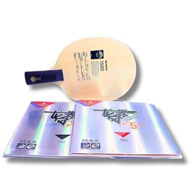 Imagem de Raquete Tênis de Mesa T5000 Classineta Carbono 7 Folhas com 2 Borrachas Reactor Tornado 2.1mm ITTF Ofensiva Alta Velocidade Montada Pronta Ping Pong