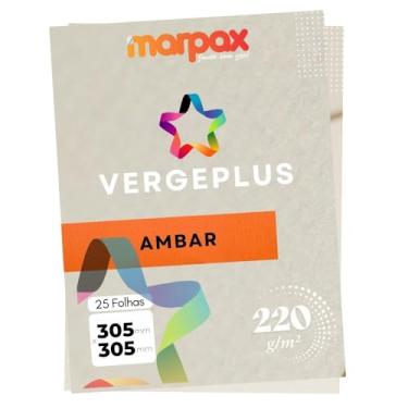 Imagem de Papel Vergê Plus 220g 305x305mm Ambar Marpax 25fls