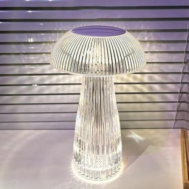 Imagem de Lâmpada de cristal, luminária de mesa de diamante de cristal, lâmpadas de cabeceira com controle de toque em 3 cores que mudam de cor, lâmpada de cabeceira com cabo USB (C)