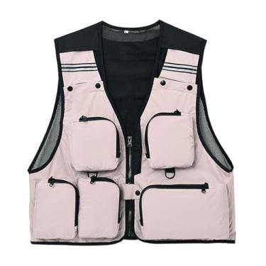 Imagem de Colete De Pesca Tático Sem Mangas Com Zíper E Vários Bolsos De Malha Respirável Masculino, Colete Versátil Para Fotografia Ao Ar Livre Viagem Caminhada Jaqueta, Para Muitas Necessidades(Beige,XX-Large