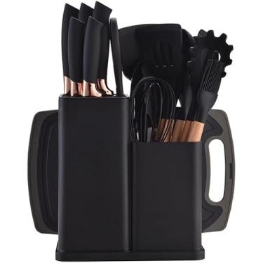Imagem de Kit Conjunto 19 Pçs De Utensílios Facas Silicone Cozinha Jogo Completo Batedeira Colher Pegador (PRETO)