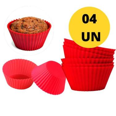 Imagem de 4 Forminhas De Cupcake Kit Com Mini Formas De Silicone Não Gruda Práti