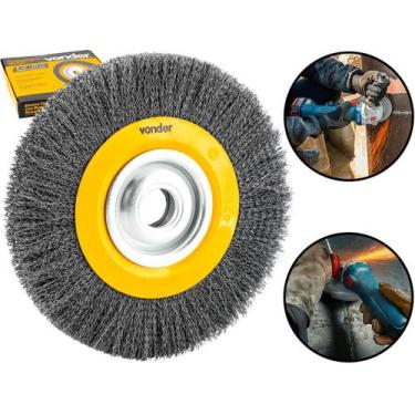 Imagem de Escova Circular Para Moto Esmeril Cerda Ondulada Aço Carbono 10 Polega