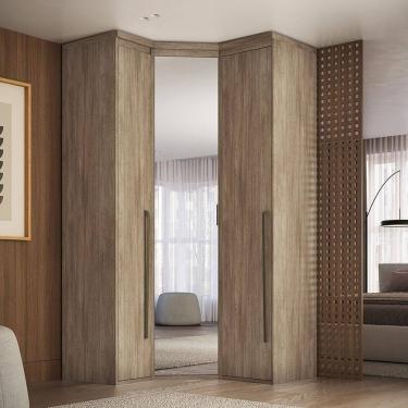 Imagem de Guarda-roupa de Canto Obliquo Espelho 3 Portas Mdf Lotus