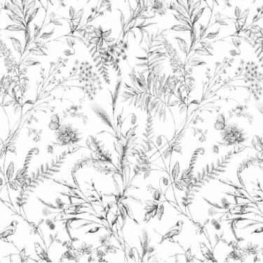 Imagem de GLOW4U Papel de contato botânico de samambaia cinza claro para armários, prateleiras de gavetas, papel de parede descasque e cole papel de parede para casa de bonecas, carpetes de arte 43 x 39 cm