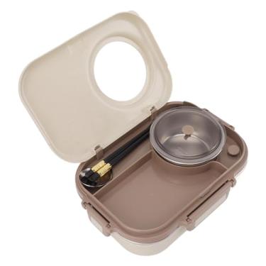 Imagem de Portátil 304 Stainl Steel Lu Box Com Tigela de Sopa de Prova, Colher e Pauzinhos, Caixa 4 Compartimentos para Cam & Picnic, 200ml Bege (3 Compartimento 1100ml)