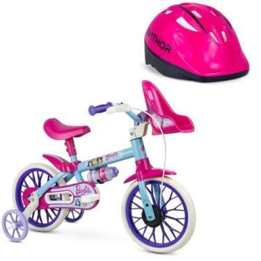 Imagem de Bicicleta Infantil Aro 12 c/ Capacete Cestinha Rodinhas Freio Banco Gu