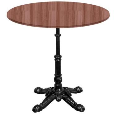 Imagem de Base de Mesa Apus em Ferro Preto 75 cm (Alt) Tampo MDP Redondo Walnut 