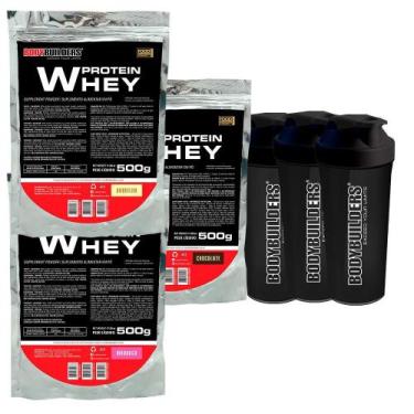 Imagem de Kit 3X Whey Protein 500G+ 3X Coqueteleira - Bodybuilders