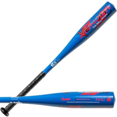 Imagem de Franklin Sports Tball de metal infantil + taco de beisebol - Taco de beisebol juvenil venom de alumínio - Certificado de beisebol dos EUA para meninos + meninas - 63,5 cm / 396,9 g - Gota -11 - Azul