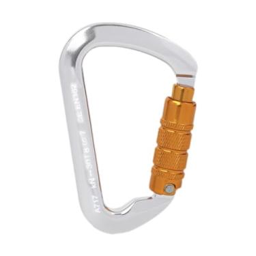 Imagem de Pegciuho Mosquetão para serviço pesado em forma de D, gancho de mosquetão com trava para escalada em, Prata