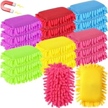 Imagem de Sherr 18 peças de borrachas magnéticas de microfibra apagáveis a seco laváveis para quadro branco escolar apagador de quadro branco colorido para marcadores de giz, casa, sala de aula, escritório (cor