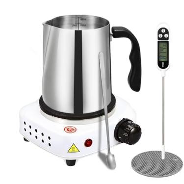 Imagem de SAEUYVB Kit para Fazer Velas, Suprimentos para Fazer Velas, Kit para Fazer Velas com Placa Quente, Suprimentos para Fazer Velas para Iniciantes com Pote para Servir, Termômetro e Muito Mais (Branco)