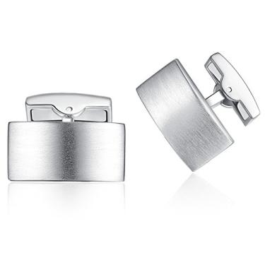 Imagem de Abotoaduras retangulares HONEY BEAR para camisetas masculinas presente de casamento para negócios 1*1.95cm Prata