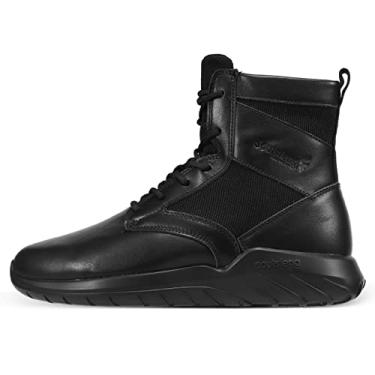 Imagem de Soulsfeng Botas táticas masculinas, leves, para caminhada, trabalho, militar, combate, botas femininas, Preto com cadarço, 7 Women/5.5 Men