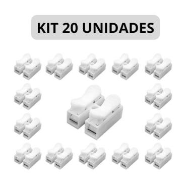 Imagem de KIT 20 Borne Conector Rápido de Fio Sem Solda 2 Vias Bivolt - Multimar