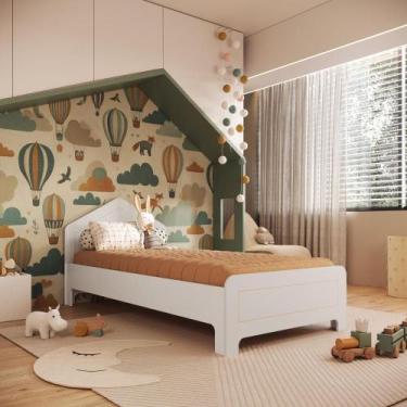 Imagem de Cama Infantil em Mdf 15cm com Cabeceira Casinha 193cm X 95cm Dylan Bra