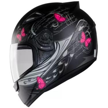 Imagem de Capacete Ebf New Spark Borboleta Preto e Rosa Fosco