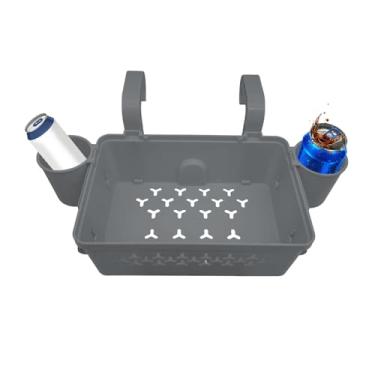 Imagem de Cesta de armazenamento de piscina, cesta de armazenamento à beira da piscina,Cesta de armazenamento de piscina espessada - Organizador leve com 2 porta -copos e bebidas ajustáveis ​​para acessórios te