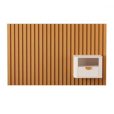 Imagem de Cabeceira Solteiro Buriti 1 Gaveta Ripado Off White - Jb Bechara