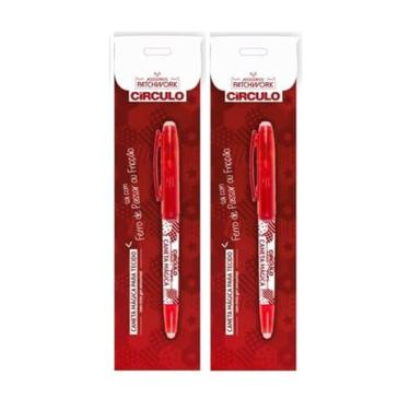 Imagem de Kit Com 2 Caneta Mágica Fantasminha Circulo Apaga com Ferro Ideal para Patchwork Costura Artesanato Ferramenta Essencial para Quem Trabalha com Patchwork Costura Bordado Artesanato (10 - Vermelho)