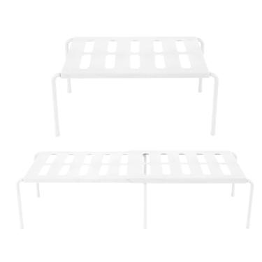 Imagem de bigjvbfv 2 peças de prateleiras de balcão de cozinha, prateleira de armário, organizador de prateleira, organizador de armário, branco