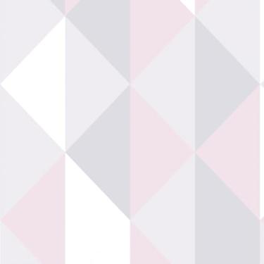Imagem de Papel De Parede 5m Adesivo Rosa Cinza Losango Branco