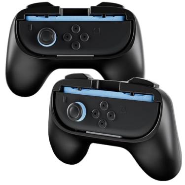 Imagem de Linkhood 2 Pack Joy-Con Controller Hand Grips for Nintendo Switch 2 2025 Released, Wear-resistant Comfort Handles Holder for Joycon (Black+Black)