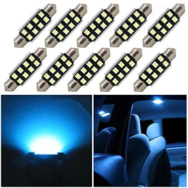 Imagem de Lâmpada de LED WLJH 10 peças 41 mm 42 mm Festoon LED Canbus sem erro 3W 2835 Chipsets Ice Blue 578 211-2 212-2 LED lâmpada de lâmpada de carro para garantia de 2 anos
