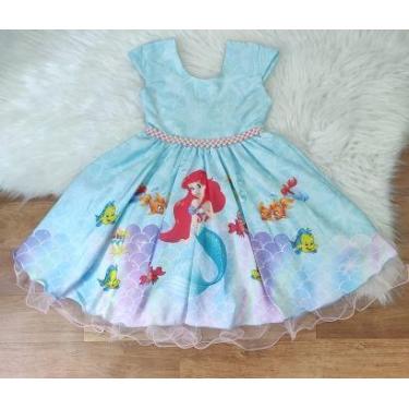 Imagem de Vestido de Festa Infantil Sereia Ariel Estrela do Mar - Xuxuzinhos Bab