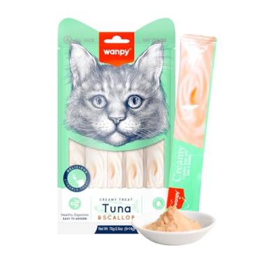 Imagem de Petisco Wanpy Truly Creamy para Gatos – 5 tubos de 14g (5 Unidades, Atum e Vieira)