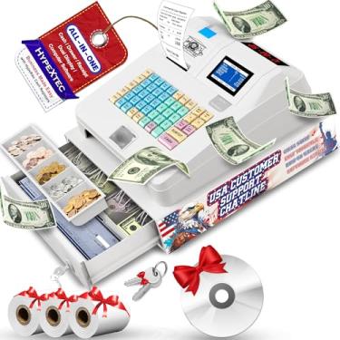 Imagem de Caixa registradora inteligente HypeXtec 2025 para pequenas empresas com gaveta de dinheiro, calculadora eletrônica à prova d'água e à prova de óleo, exibição dupla e recibo de impressão automática