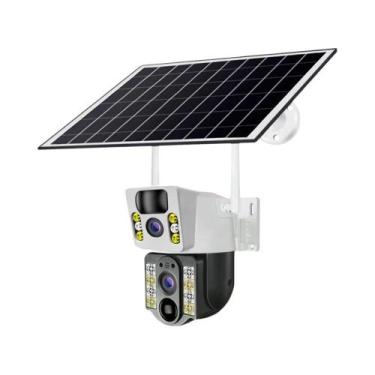 Imagem de Câmera IP Solar 4K Externa Lente Dupla WiFi Visão Noturna 360 Monitora