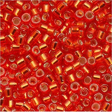 Imagem de Miyuki Contas de sementes Delica 11/0 forradas com prata e laranja vermelha DB043 7,2 gramas