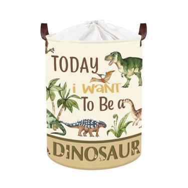 Imagem de Clastyle Cesta grande de armazenamento infantil de dinossauro cesto de roupa suja para bebê, palmeira, menino, caixa de brinquedo, organizador de roupas dobrável, cesto de berçário para quarto, pôr do