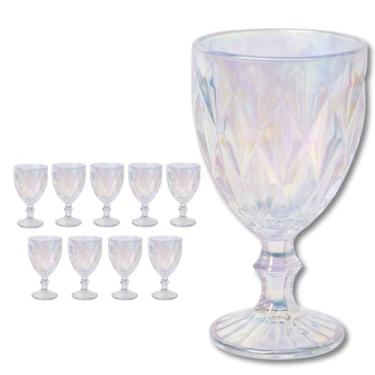 Imagem de Conjunto com 10 Taças Diamond Furta-Cor 340 ml Dona Laura – Bico de Jaca para Água, Suco e Vinho