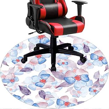 Imagem de Tapete de cadeira de escritório com flores, textura de flor, tapete de cadeira de mesa para piso de madeira de escritório em casa, protetor de piso de pilha baixa, redondo de 91 cm