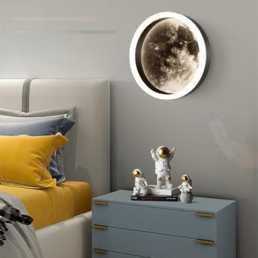 Imagem de Luz de parede LED lua astronauta lâmpada de parede regulável com controle remoto arandela de parede acrílico alumínio sala de estar quarto casa bar sala de jogos dormitório restaurante 3000K-6500K (D)