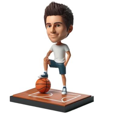 Imagem de Bobblehead de fã de basquete personalizado feito à mão a partir de sua foto, presente incrível para pai, namorado, irmão, decoração de mesa legal para amantes de esportes
