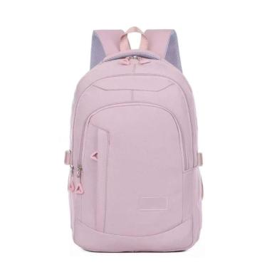 Imagem de Mochila Grande Reforçada Impermeável Para Notebook 15.6 Faculdade Escola Passeio Feminina Masculina Rosa