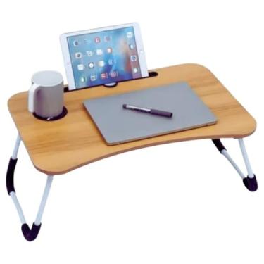 Imagem de Mesa Dobravel Portátil Cama Sofá Suporte Notebook Tablet Refeição Home Office Mesinha Apoio Multiuso (Madeira)