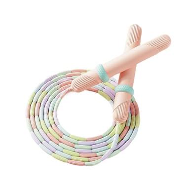 Imagem de YIJU Corda de pular infantil segmentada, corda de pular ajustável com contas, exercício para piso de cimento, gramado, terraço, crianças, Rosa