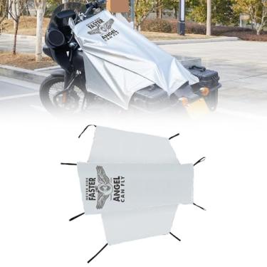 Imagem de Dream Apparel Capa de assento de motocicleta à prova d'água, proteção contra poeira, chuva, uso universal, resistente, à prova de vento, capa de veículo com bolsa de armazenamento, prata, tamanho G